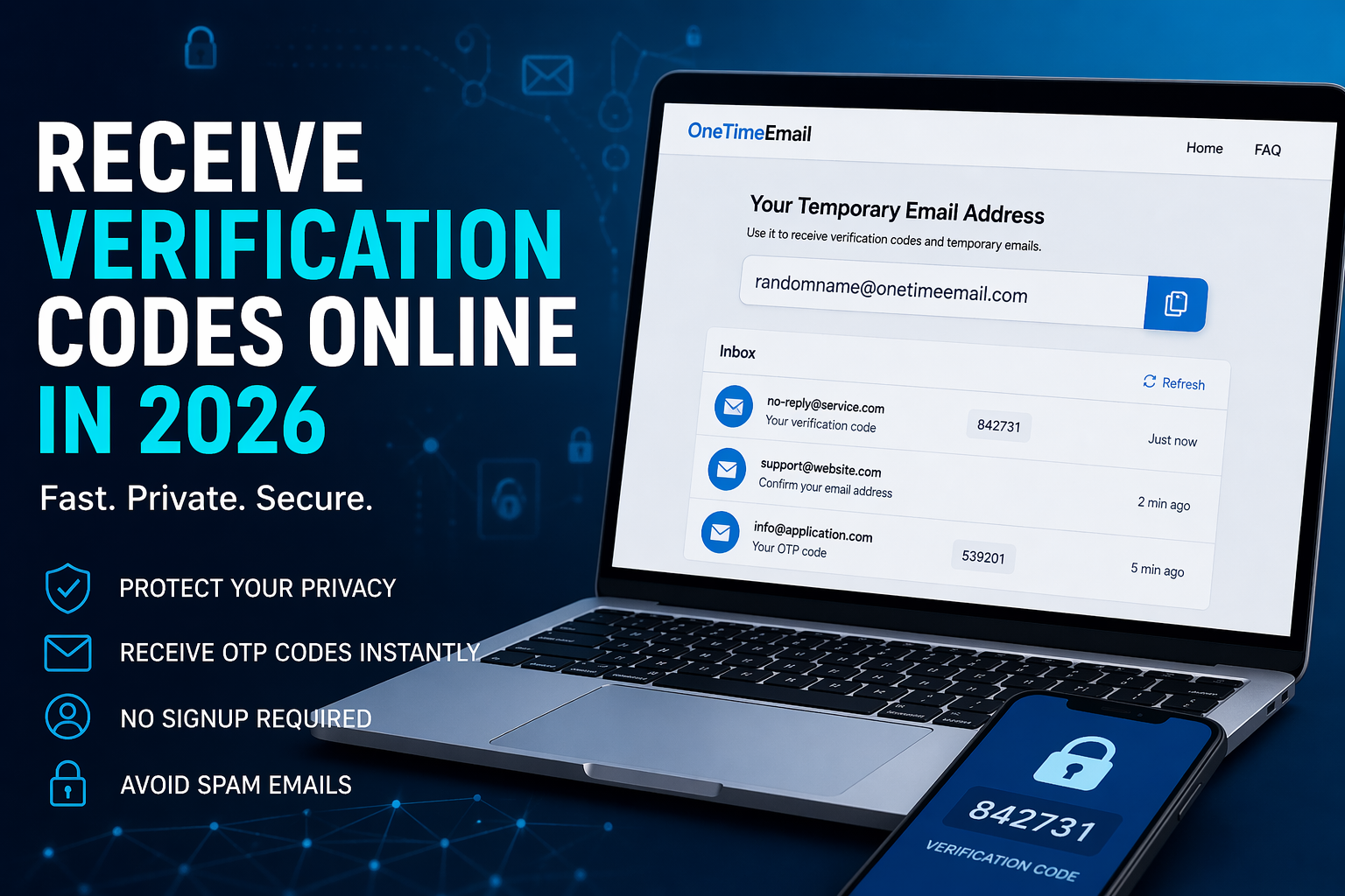 Receive Verification Codes Online in 2026 Using OneTimeEmail.com